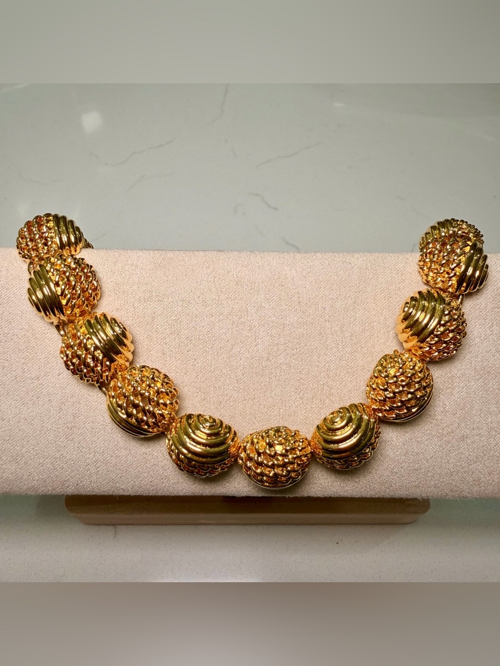 Chunky Textured Gold Ball Necklace
